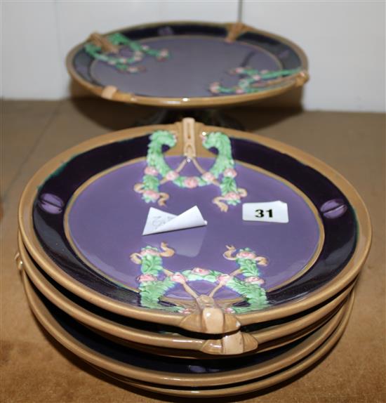 Edwardian Majolica 6-piece dessert service